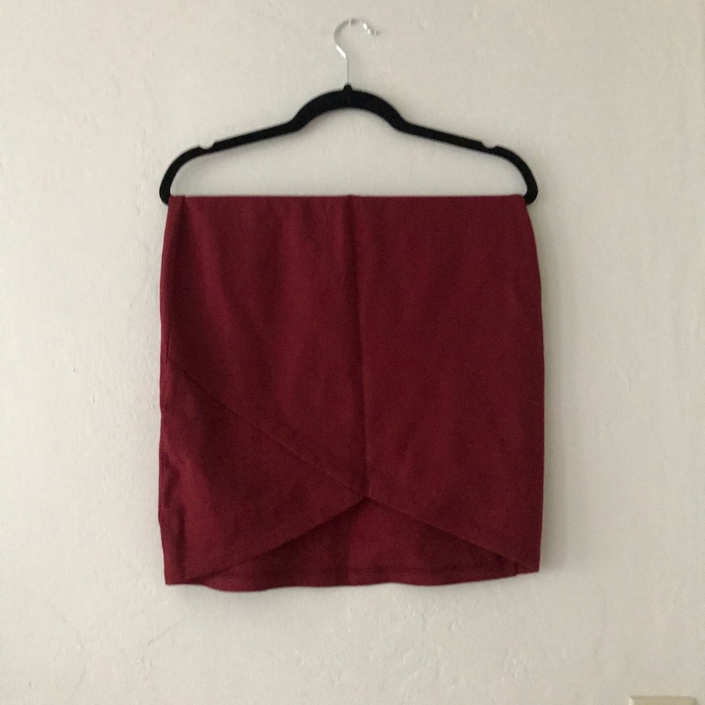 Deep Red Asymmetric Skirt
